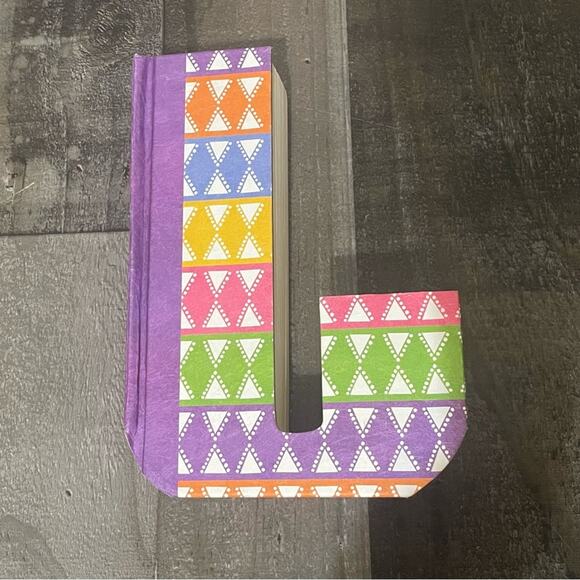 Ashland 'J' Initial Book / Bookend Colorful Geometric Diamond Pattern - Picture 6 of 11